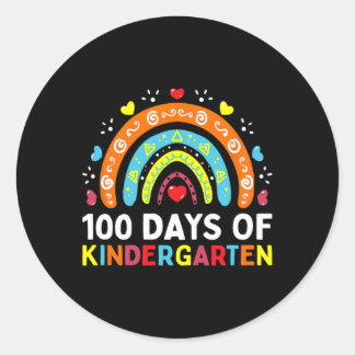Pegatina Redonda 100 Días De Enseñanza O Estudiante En La Escuela D