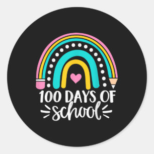 Pegatina Redonda 100 Días De Enseñanza Para Niños, Chicas, Enseñanz