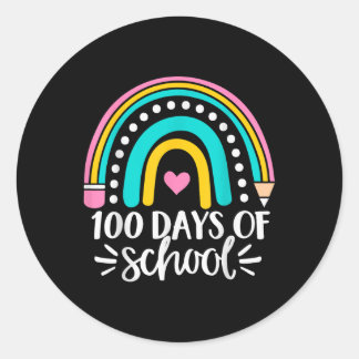 Pegatina Redonda 100 Días De Enseñanza Para Niños, Chicas, Enseñanz