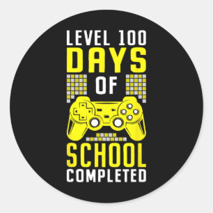 Pegatina Redonda 100 Días De Enseñanza Para Niños Nivel Jugador Com