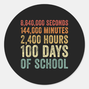 Pegatina Redonda 100 días de equipo de profesores escolares 80 Retr