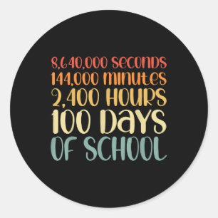 Pegatina Redonda 100 días de equipo de profesores escolares 80 Retr
