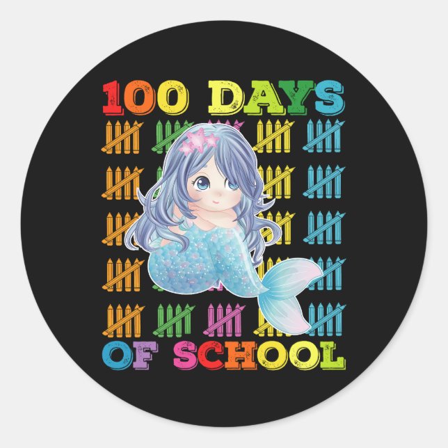 Pegatina Redonda 100 Días De Escolar De Maestra Sirvienta (Anverso)