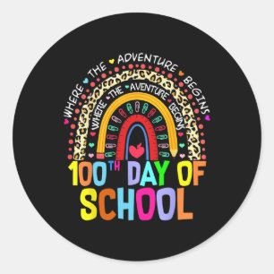 Pegatina Redonda 100 días de escolaridad de estudiante 100 días int