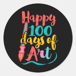 Pegatina Redonda 100 días de escuela - 100 días de arte
