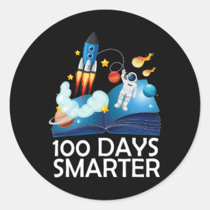 Pegatina Redonda 100 días de escuela 100 días de astronauta espacia