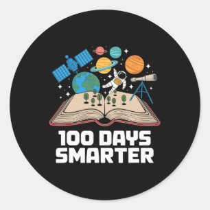 Pegatina Redonda 100 días de escuela 100 días de astronauta espacia