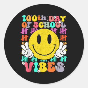 Pegatina Redonda 100 días de escuela, 100 días de sonrisa
