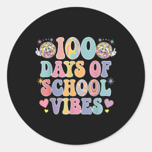 Pegatina Redonda 100 días de escuela, 100 días de sonrisa