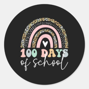 Pegatina Redonda 100 días de escuela 100 días niños maestros arcoir