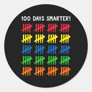 Pegatina Redonda 100 días de escuela 100 marchas