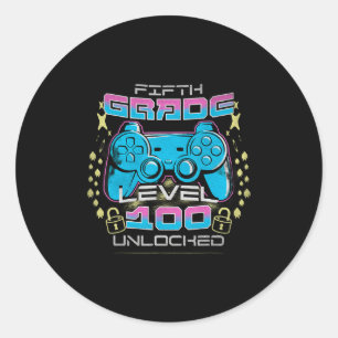 Pegatina Redonda 100 Días De Escuela 5º Grado Video Desbloqueado