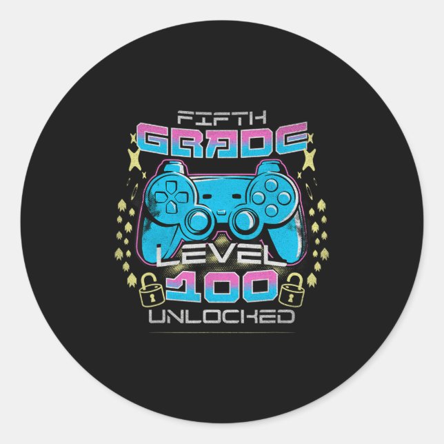 Pegatina Redonda 100 Días De Escuela 5º Grado Video Desbloqueado (Anverso)