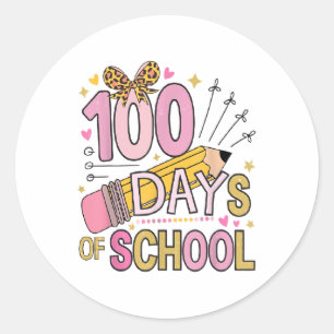 Pegatina Redonda 100 días de escuela Coquette Bow escuela 100 días