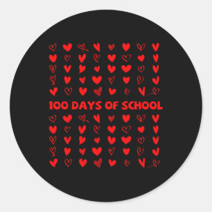 Pegatina Redonda 100 Días De Escuela Corazón De Amor Día 100