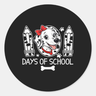 Pegatina Redonda 100 días de escuela Dalmatian Dog Boy Kid 100 días