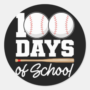 Pegatina Redonda 100 días de escuela de béisbol 100 días de escuela