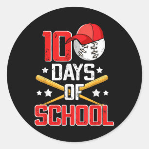 Pegatina Redonda 100 días de escuela de béisbol niños de 100 días d
