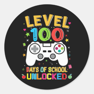 Pegatina Redonda 100 Días De Escuela Desbloqueados Jugador 100 Día