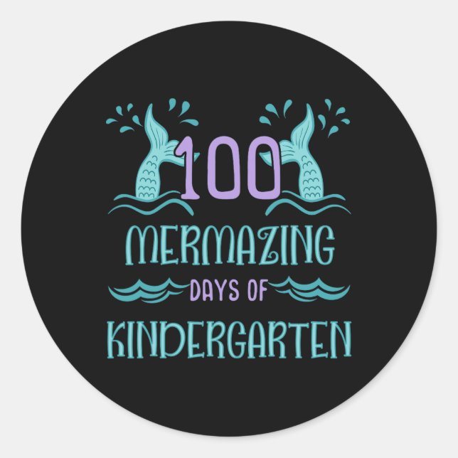 Pegatina Redonda 100 días de escuela para Chicas de guardería infan (Anverso)