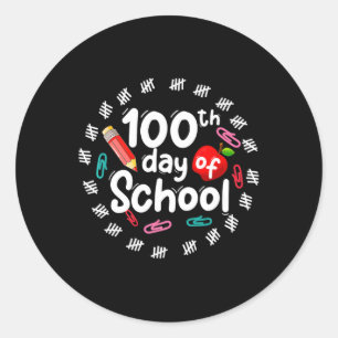 Pegatina Redonda 100 días de escuela para maestros niños Sma
