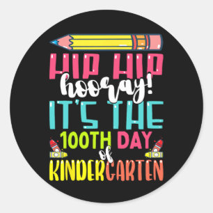 Pegatina Redonda 100 Días De Escuela Para Niños Chicas Niños Jardín
