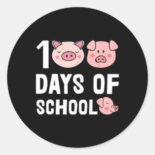 Pegatina Redonda 100 Días De Escuela Personalizado De Cerdo Maestro