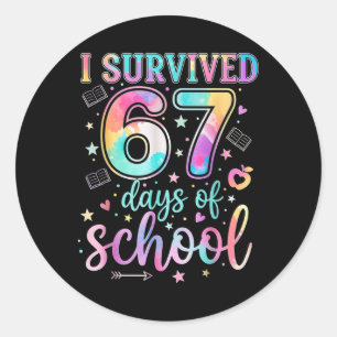 Pegatina Redonda 100 Días De Escuela Sobrevívi 67 Días De Escuela T