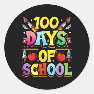 Pegatina Redonda 100 Días De Escuelas Cute Team Dulces