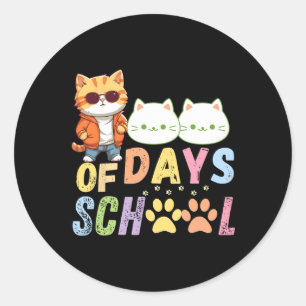 Pegatina Redonda 100 Días De Escuelas Graciosas 100 Días De Escuela