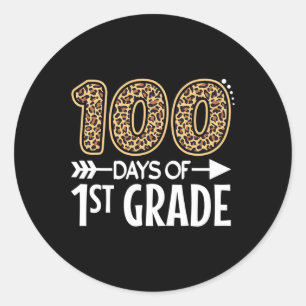 Pegatina Redonda 100 días de estudiante de primer grado