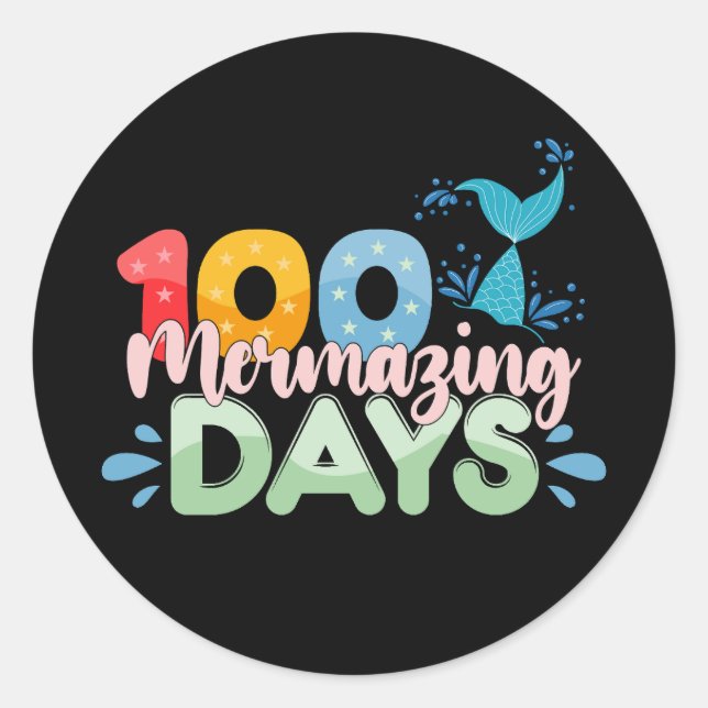 Pegatina Redonda 100 días de fusión 100 días de sirena escolar (Anverso)