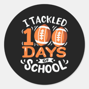 Pegatina Redonda 100 Días De Fútbol Escolar En Los 100 Días De