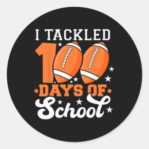 Pegatina Redonda 100 Días De Fútbol Escolar En Los 100 Días De