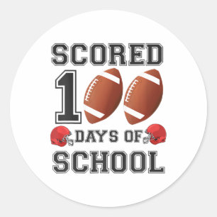 Pegatina Redonda 100 días de fútbol escolar feliz 100° día