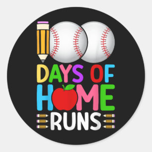 Pegatina Redonda 100 Días De Hogar, Béisbol, 100 Días De