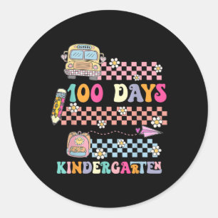 Pegatina Redonda 100 Días De Jardín De Niños Felices 100 Días