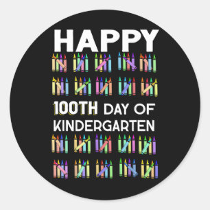 Pegatina Redonda 100 Días De Jardín De Niños Felices 100 Días De Es