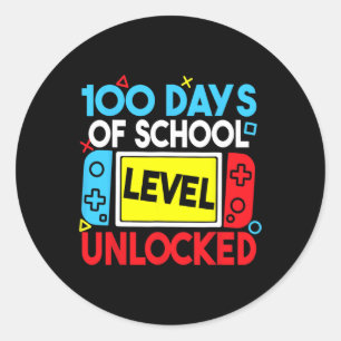 Pegatina Redonda 100 días de juegos sin bloqueo a nivel escolar 100