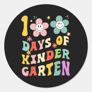 Pegatina Redonda 100 Días De La Escuela 100º Día En Groovy