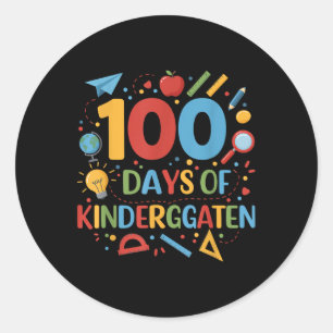 Pegatina Redonda 100 Días De La Escuela De Jardín 100 Días De