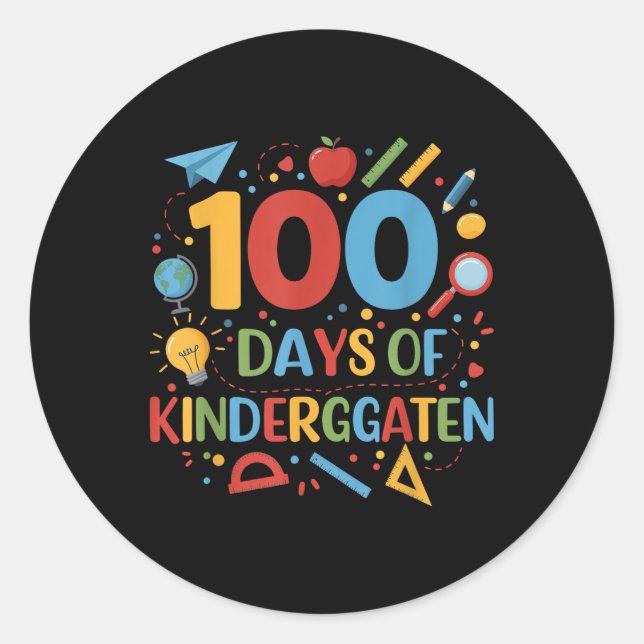 Pegatina Redonda 100 Días De La Escuela De Jardín 100 Días De (Anverso)