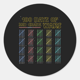 Pegatina Redonda 100 Días De La Guerra Del Tercer Grado 100 Día De 