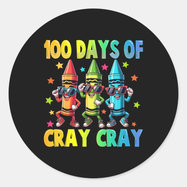 Pegatina Redonda 100 Días De Lápiz De Baile De Grito (Anverso)