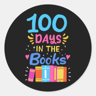 Pegatina Redonda 100 Días De Lectura Escolar De Estudiantes