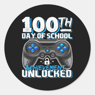 Pegatina Redonda 100 Días De Logro Escolar Desencadenaron Videojueg