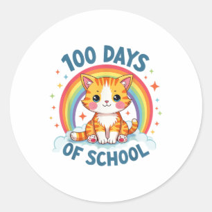 Pegatina Redonda 100 Días De Maestra De Chicas Escolares