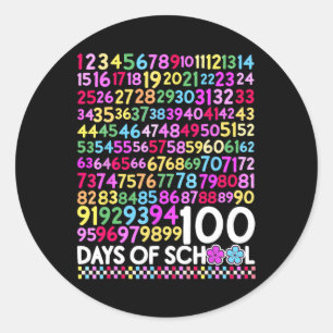 Pegatina Redonda 100 Días De Maestra Escolar Niña 100 Días