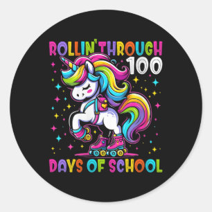 Pegatina Redonda 100 días de maestras de Chicas escolares