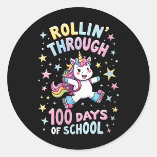 Pegatina Redonda 100 días de maestras de Chicas escolares